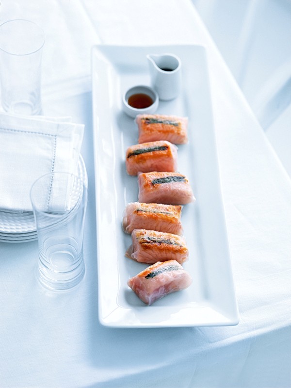 Salmon and chive parcels