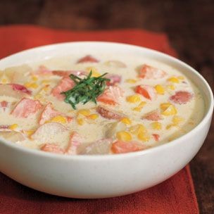 Salmon and corn chowder