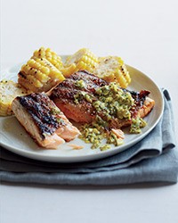Salmon-and-corn mixed grill