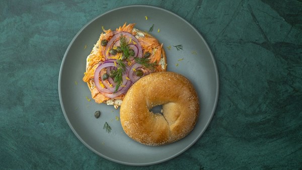 Salmon and cream cheese bagels 