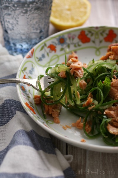 Salmon and cucumber "noodle" salad