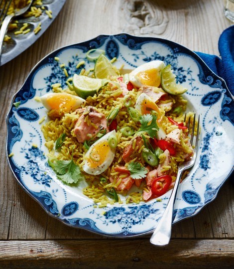 Salmon and egg kedgeree