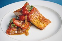 Salmon and melting cherry tomatoes