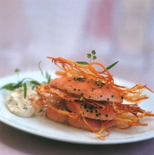 Salmon and potato crisps