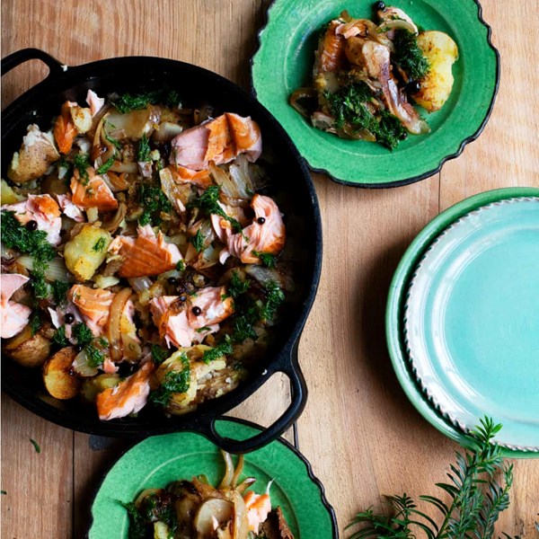 Salmon and potato hash