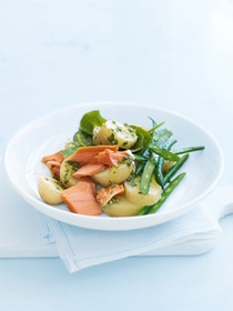 Salmon and potato salad with horseradish pesto