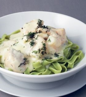Salmon and prawns tagliatelle