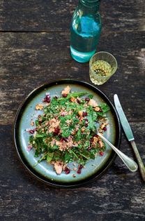 Salmon and spinach salad with coconut dressing