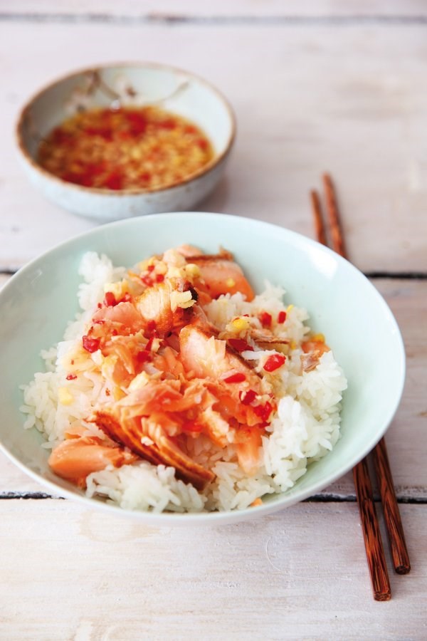 Salmon and sushi rice