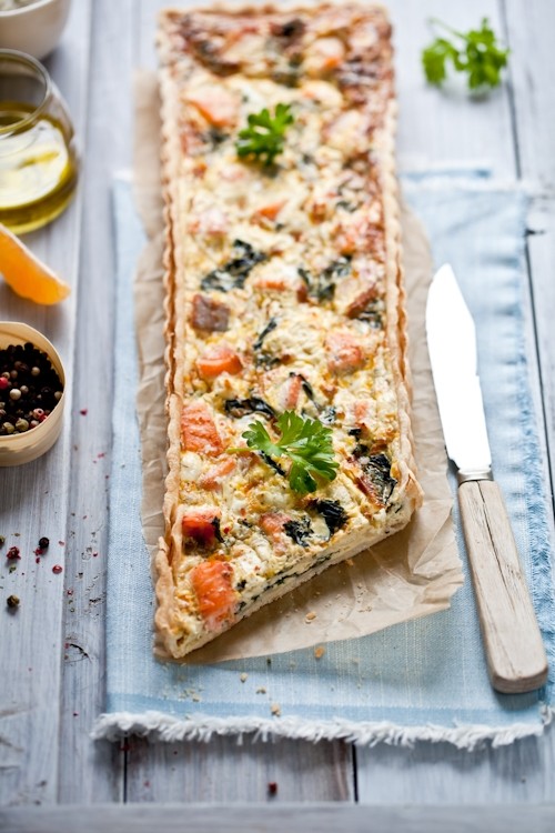 Salmon and Swiss chard quiche recipe | Eat Your Books