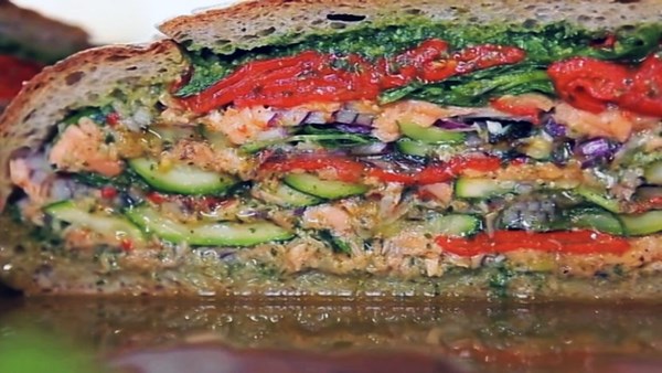 Salmon and watercress pan bagnat