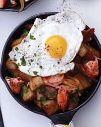 Salmon, bacon and potato hash