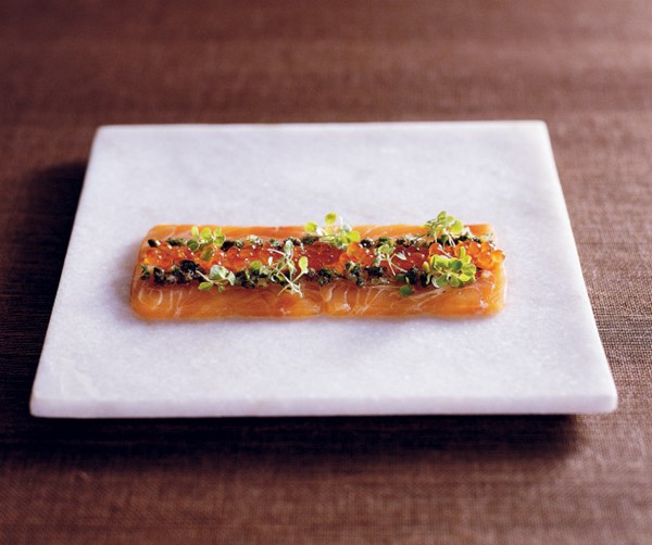 Salmon carpaccio with preserved lemon and chilli