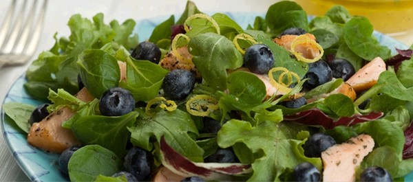 Salmon, Chilean blueberries and lemon salad