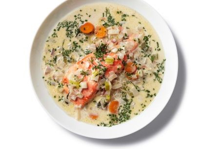 Salmon chowder with dill