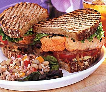 Salmon club sandwich