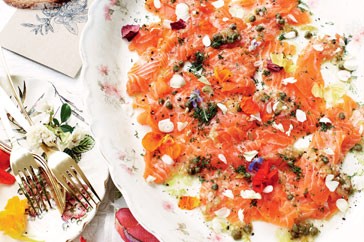 Salmon crudo with dill and capers