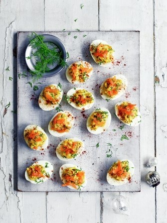 Salmon devilled eggs