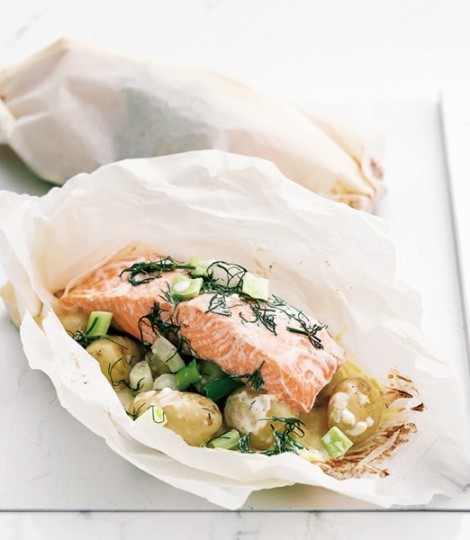 Salmon, dill and Jersey Royal parcels