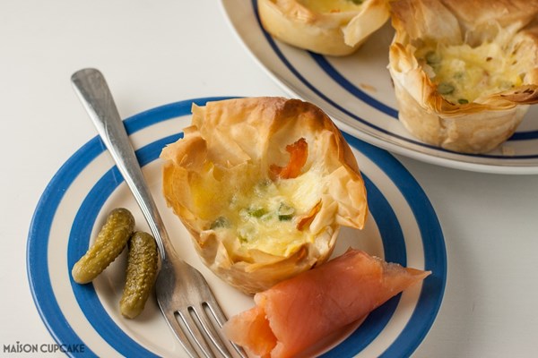 Salmon filo quiches (with British Lion eggs)