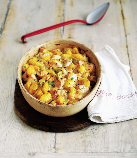 Salmon gnocchi bake