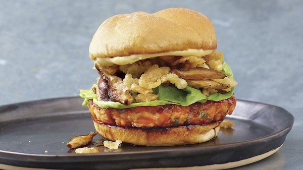 Salmon Godzilla burger