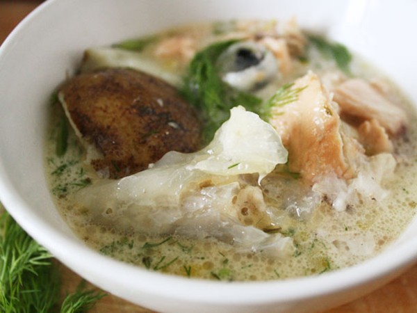 Salmon head soup