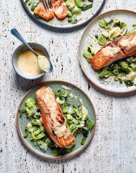 Salmon in beurre blanc