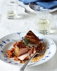 Salmon in charmoula with risotto-style Israeli couscous