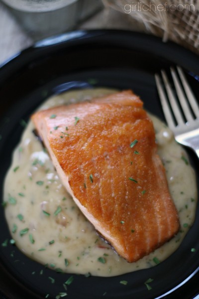 Salmon in Moscato cream sauce