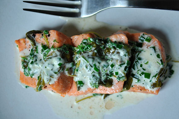 Salmon in sorrel sauce