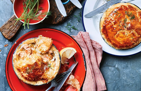 Salmon, leek and dill pot pies