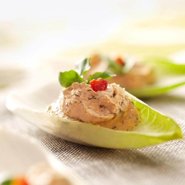 Salmon mousse endive leaves