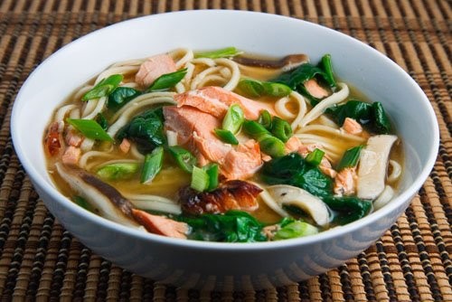 Salmon noodle soup