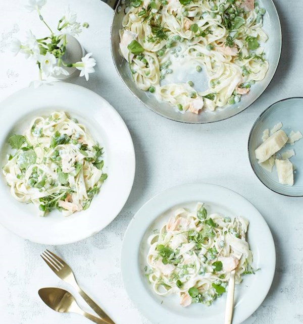 Salmon, pea & watercress tagliatelle
