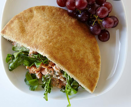 Salmon pita sandwich