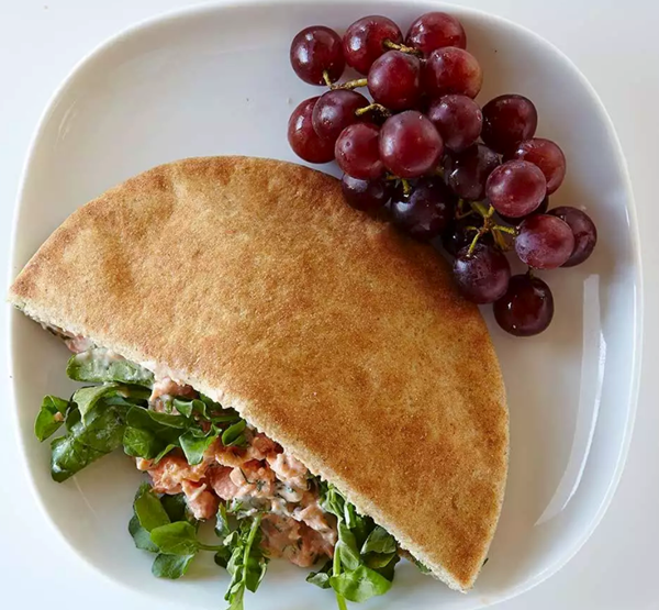 Salmon pita sandwich