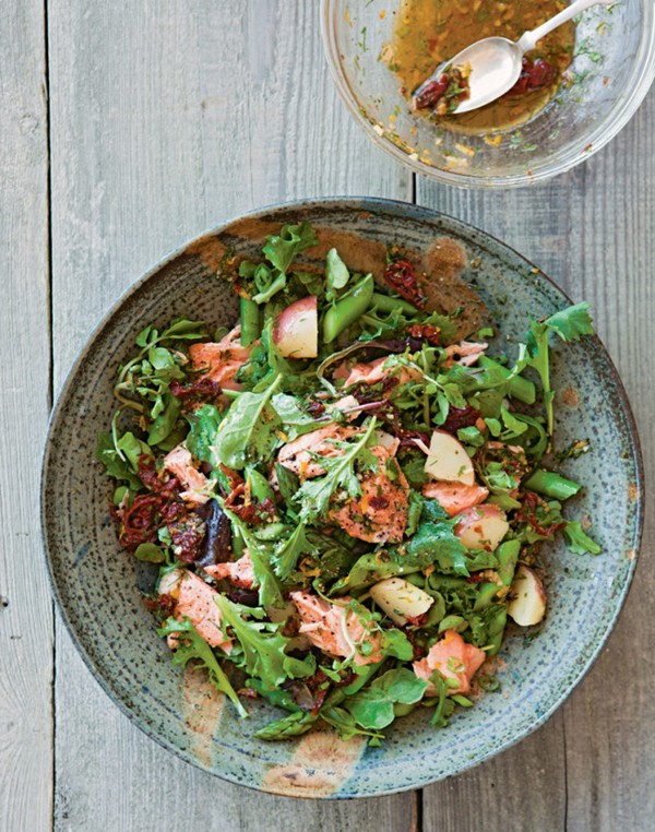 Salmon, potato & asparagus salad