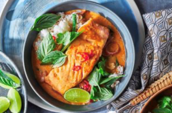 Salmon red curry