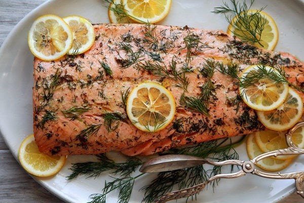 Salmon roasted in butter 