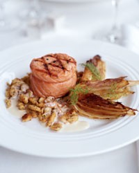 Salmon rolls with fennel and Creole mustard spaetzle