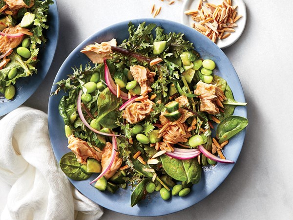 Salmon salad with cherry vinaigrette