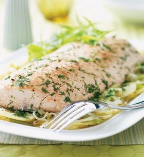 Salmon slow-cooked with herbs