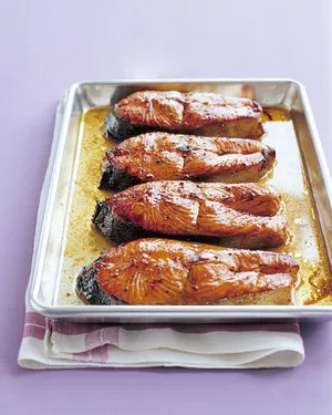 Salmon steaks with hoisin glaze
