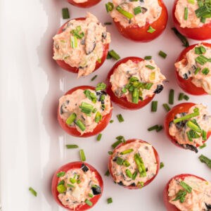 Salmon stuffed cherry tomatoes