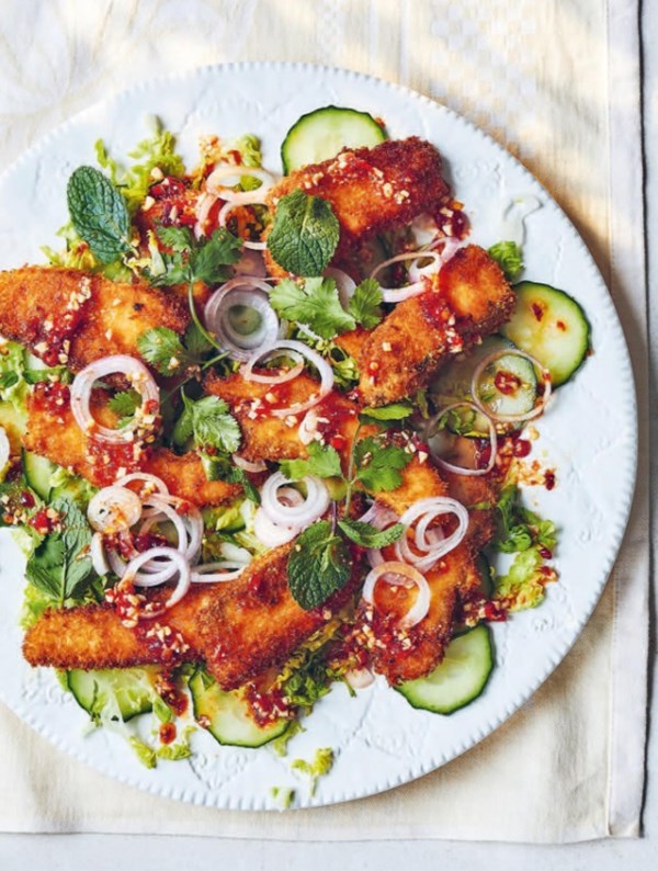 Salmon waterfall salad (Nam tok salmon krob)