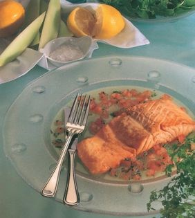 Salmon with a shallot and coriander vinaigrette