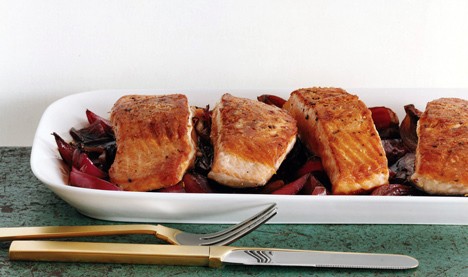 Salmon with agrodolce sauce