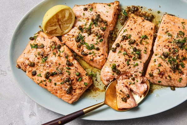 Salmon with anchovy-garlic butter