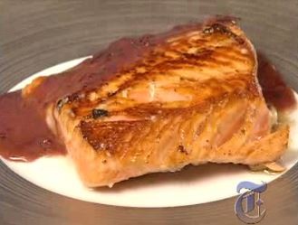Salmon with beurre rouge